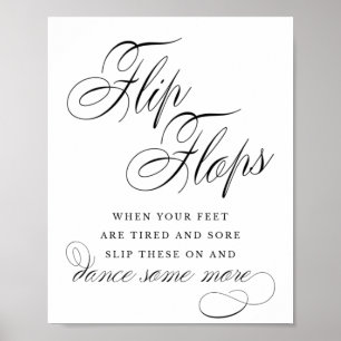 Elegant Flip Flops Black Calligraphy Favour Sign