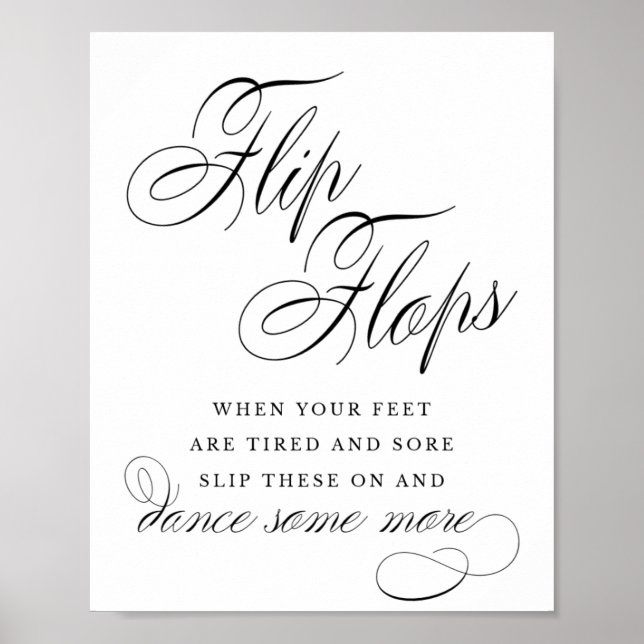 Elegant Flip Flops Black Calligraphy | Favour Sign (Front)