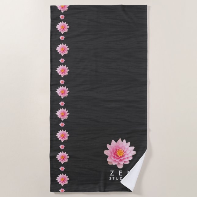Elegant Floating Pink Lotus Flowers Beach Towel (Front)