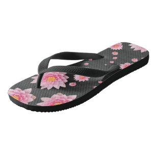 Elegant Floating Pink Lotus Flowers Jandals