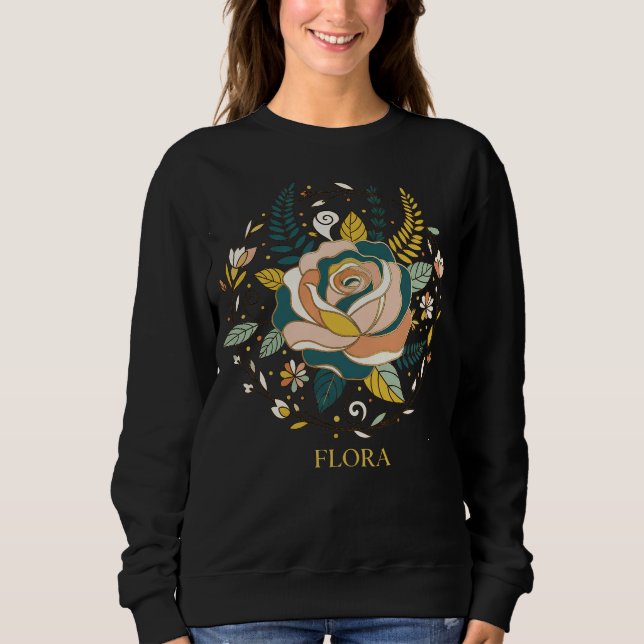 Elegant Flora Botanical Rose Sweatshirt (Front)