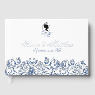 Elegant Flora Monogram Wedding Foil Guestbook