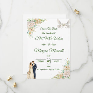 Elegant Flora Save The Date Wedding Invitation