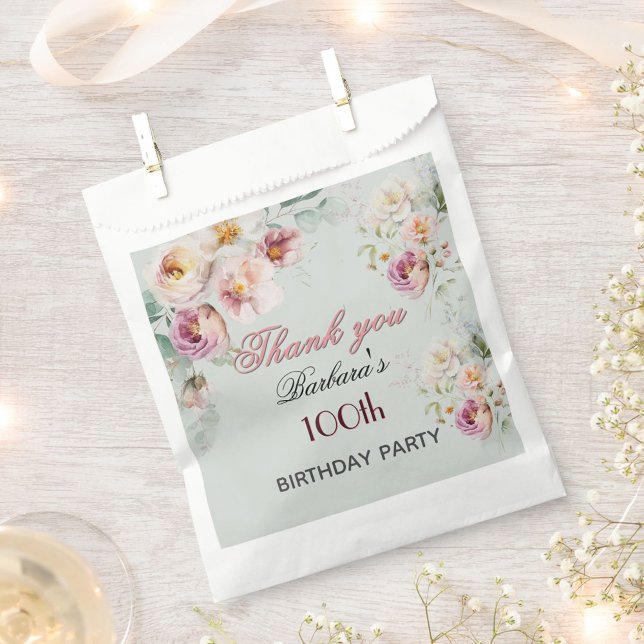 Elegant Floral 100th Birthday  Favour Bags (Creator Uploaded)