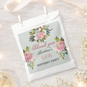 Elegant Floral 100th Birthday  Favour Bags