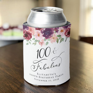Elegant Floral 100th Birthday Party Can Cooler