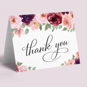 Elegant Floral 100th Birthday Party Thank You Card