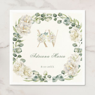 Elegant Floral 15th Birthday Quinceanera Napkin