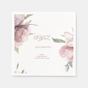 Elegant Floral 18th Birthday Invitation Card Napkin
