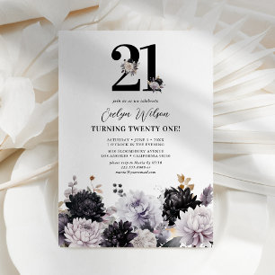 Elegant Floral 21st Birthday Party Invitation