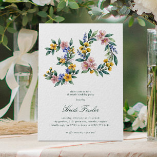 Elegant Floral 30' Botanical 30th Birthday Invitation