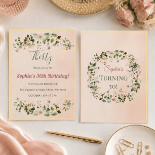 Elegant Floral 30th Birthday Invitation
