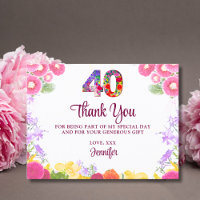 Elegant Floral 40th Birthday Party / 40 Thank You