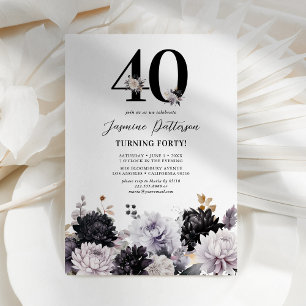 Elegant Floral 40th Birthday Party Invitation