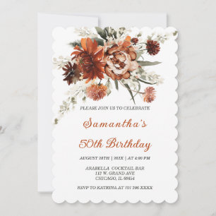 Elegant Floral 50th Birthday Invitation