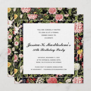 Elegant Floral 50th Birthday Party Invitations