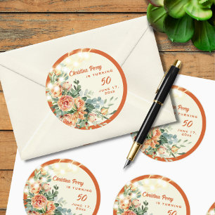 Elegant Floral 50th Birthday Sticker