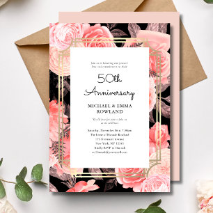 Elegant Floral 50th Wedding Anniversary Invitation