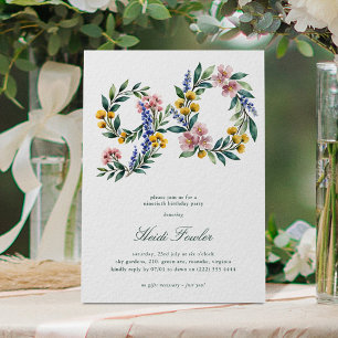 Elegant Floral 60' Botanical 90th Birthday Invitation