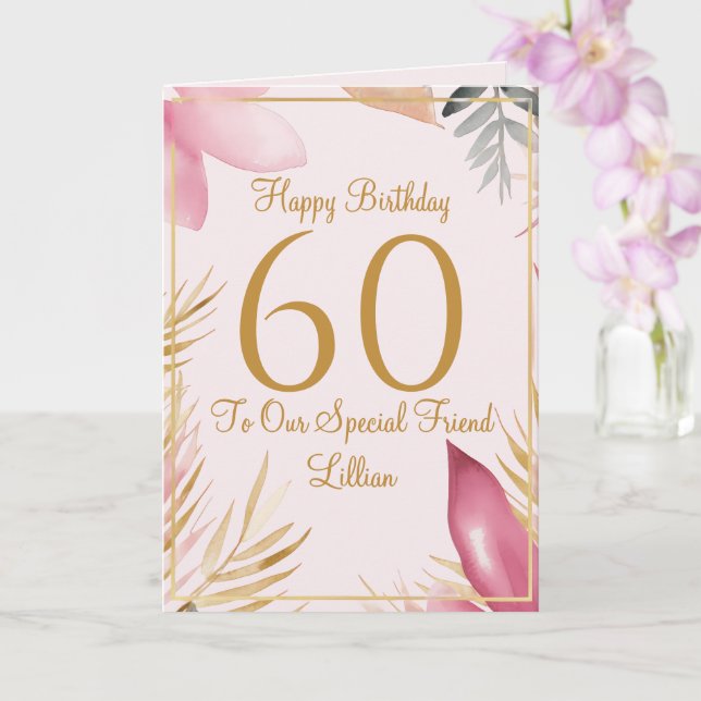 Elegant Floral 60th Birthday Card (Orchid)