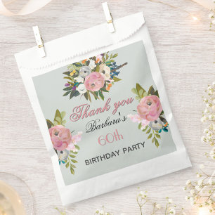 Elegant Floral 60th Birthday  Favour Bags