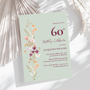 Elegant Floral 60th Birthday Invitation