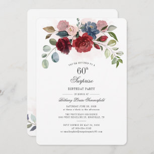 Elegant Floral 60th Birthday Invitation