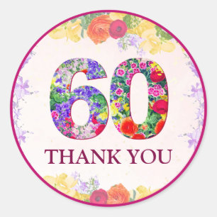 Elegant Floral 60th Birthday Party / Pastel 60 Classic Round Sticker