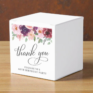Elegant Floral 60th Birthday Party Thank You Favour Box