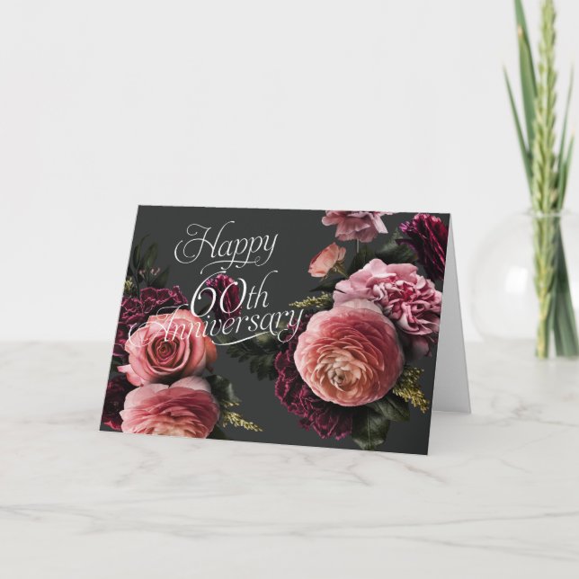 Elegant Floral-60th Wedding Anniversary Card (Front)