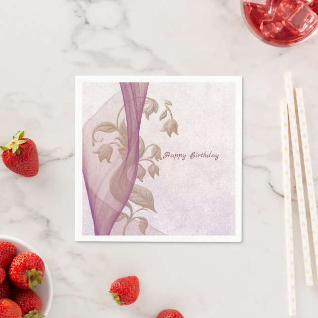 Elegant floral 70 th Birthday paper napkins  (Insitu)