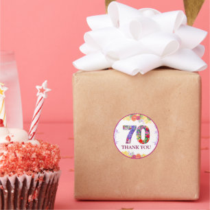 Elegant Floral 70th Birthday Party / 70 Years Classic Round Sticker