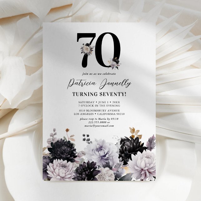 Elegant Floral 70th Birthday Party Invitation (Creator Uploaded)