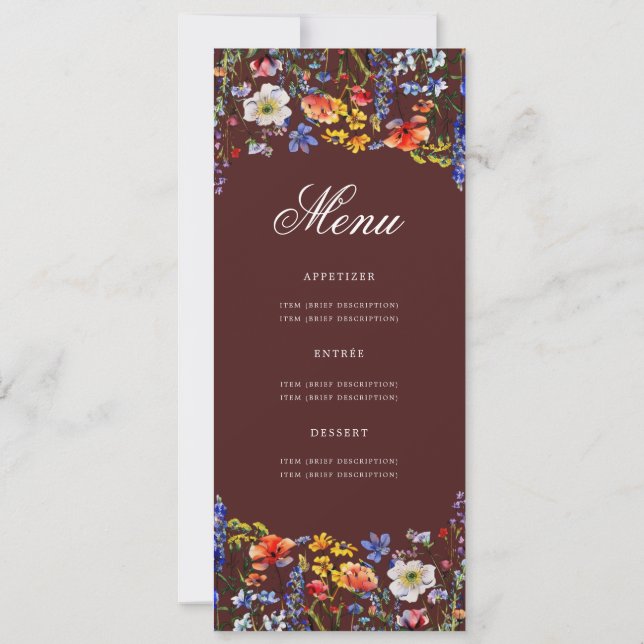 Elegant Floral 70th Birthday Party Menu Burgundy  Invitation (Back)