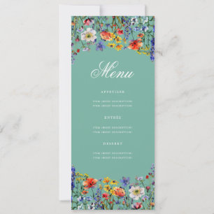 Elegant Floral 70th Birthday Party Menu Teal  Invitation
