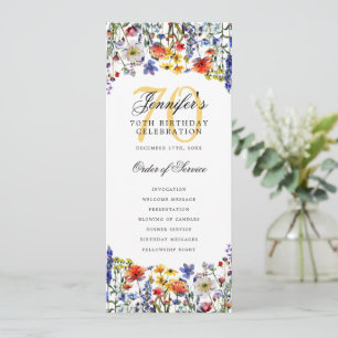 Elegant Floral 70th Birthday Party Program  Invitation