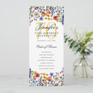 Elegant Floral 70th Birthday Party Program Menu  Invitation