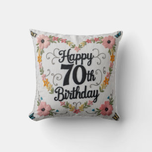 Elegant Floral 70th Birthday Throw Pillow: A Gift  Cushion