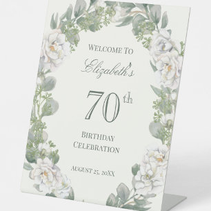 Elegant Floral 70th Birthday Welcome Sign