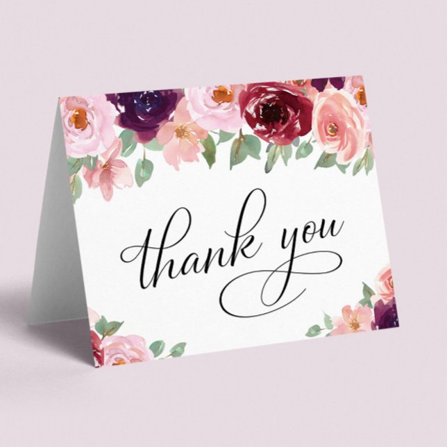 Elegant Floral 75th Birthday Party Thank You Card (Creator Uploaded)