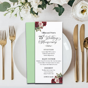 Elegant Floral 75th Wedding Anniversary Menu