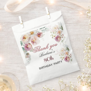 Elegant Floral 80th Birthday  Favour Bags