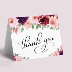 Elegant Floral 80th Birthday Party Thank You Card
