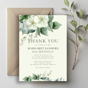 Elegant floral 80th birthday  thank you card