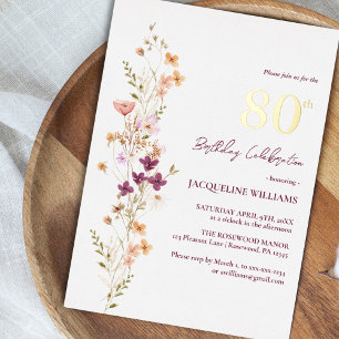 Elegant Floral 80th Wildflower Boho Birthday
