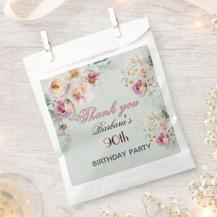 Elegant Floral 90th Birthday  Favour Bags