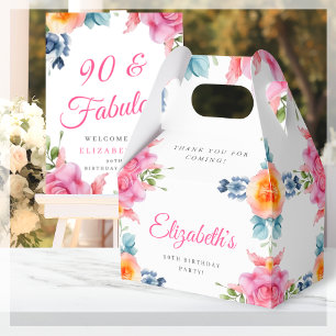 Elegant Floral 90th Birthday Favour Box