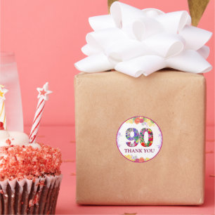 Elegant Floral 90th Birthday Party / 90 Years Classic Round Sticker