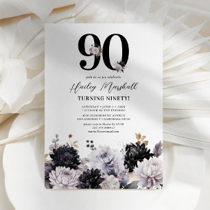 Elegant Floral 90th Birthday Party Invitation