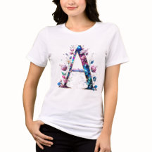 Elegant Floral A Initial T-Shirt for Her